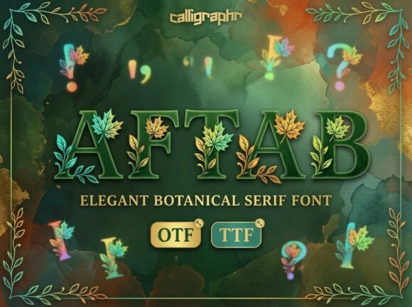 Aftab: An Autumn Leaf Motif Serif Font