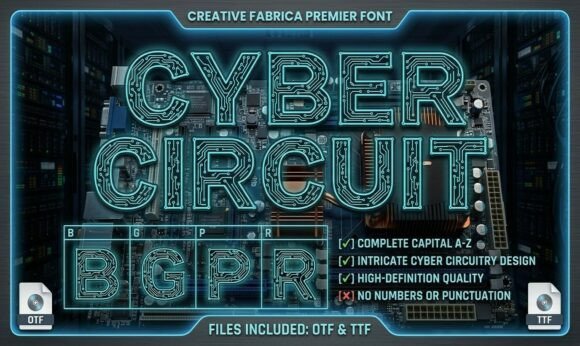 Cyber Circuit Font: Infuse Your Designs with Futuristic Tech Energy