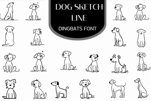 Discover the Charming Dog Sketch Line Dingbats Font